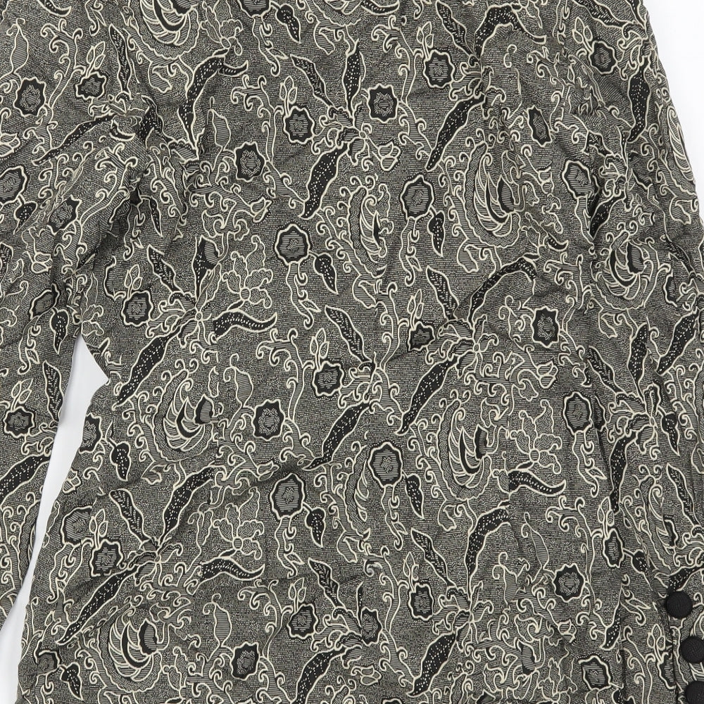 Michel Ambers Womens Beige Floral  Jacket Suit Jacket Size 8