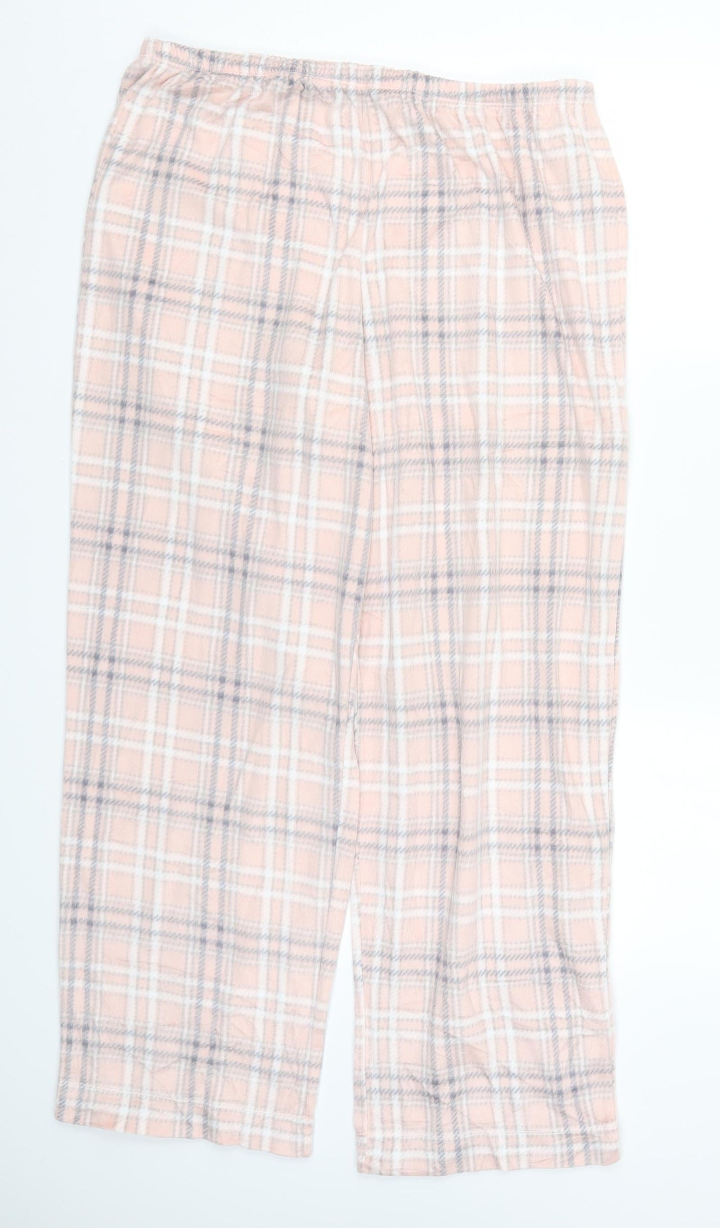 Marks and Spencer Womens Pink Check  Trousers  Size L L29.5 in - Loungewear
