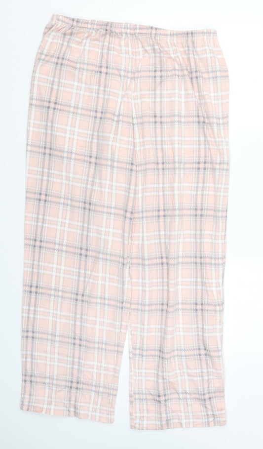 Marks and Spencer Womens Pink Check  Trousers  Size L L29.5 in - Loungewear