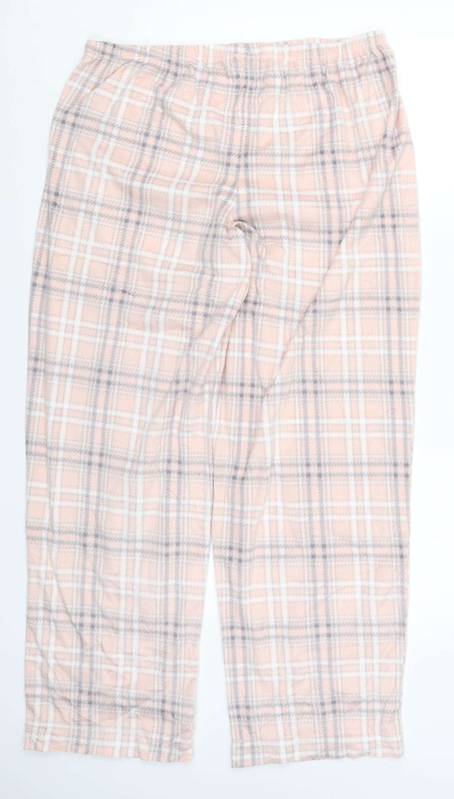 Marks and Spencer Womens Pink Check  Trousers  Size L L29.5 in - Loungewear
