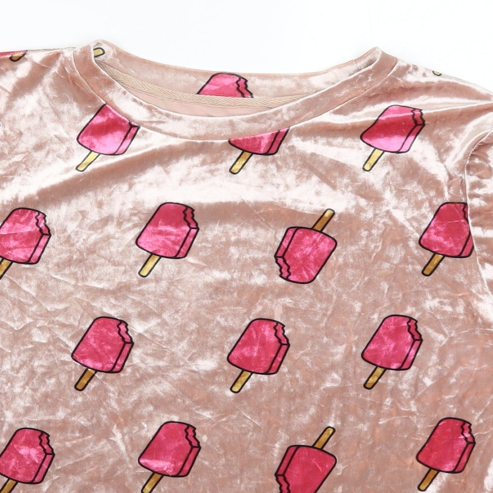 Preworn Womens Pink Solid  Top Pyjama Top Size S  - Ice Lollies