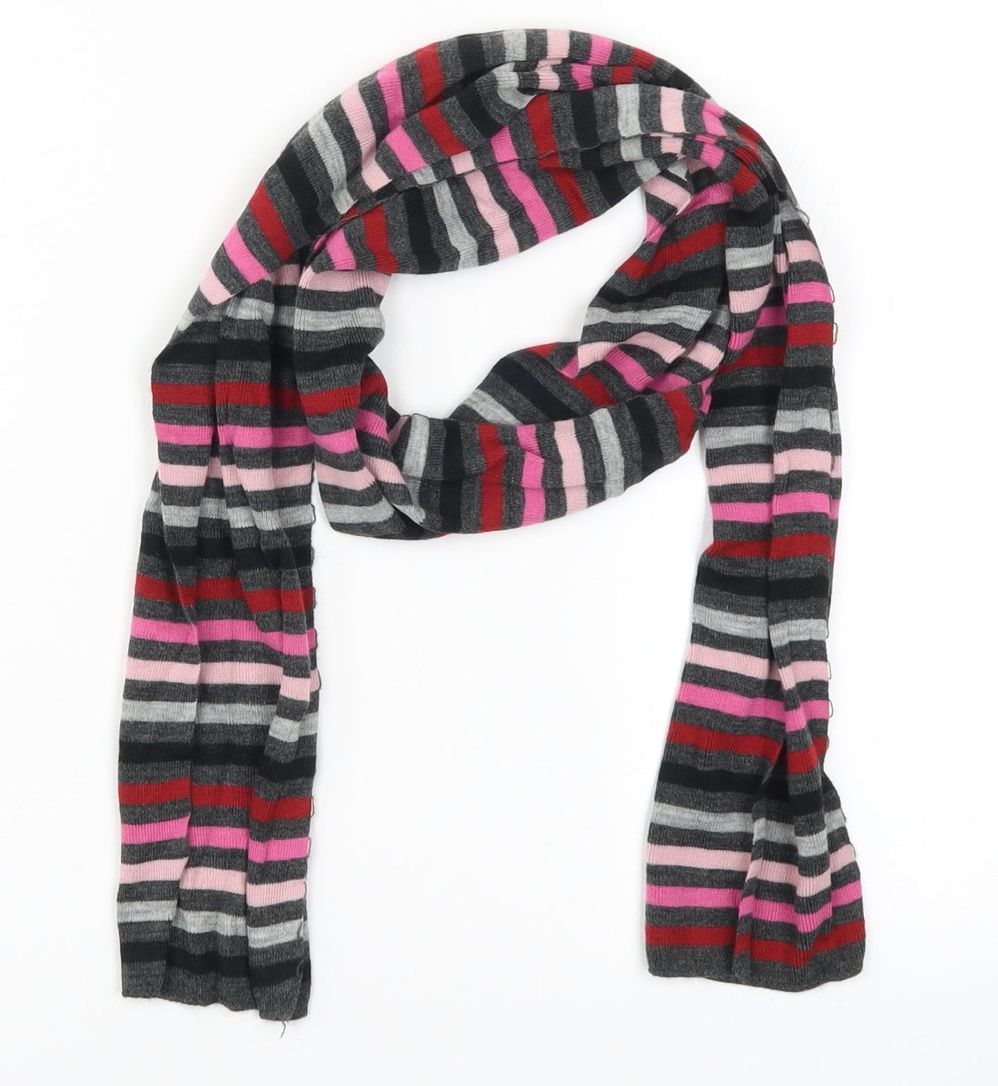 Preworn Womens Pink Striped   Scarf   - Grey