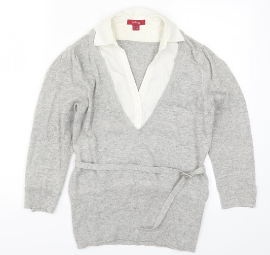 Monsoon Womens Grey  Knit Pullover Jumper Size 10