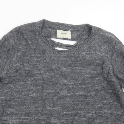 Close-up detail of Papaya women’s grey knit jumper, size M