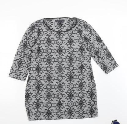 Marks & Spencer Womens Grey Geometric  Pullover Jumper Size 14