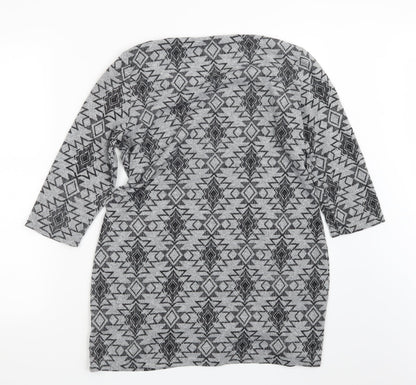 Marks & Spencer Womens Grey Geometric  Pullover Jumper Size 14