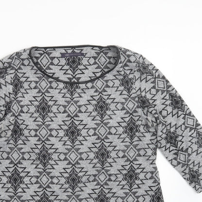 Marks & Spencer Womens Grey Geometric  Pullover Jumper Size 14