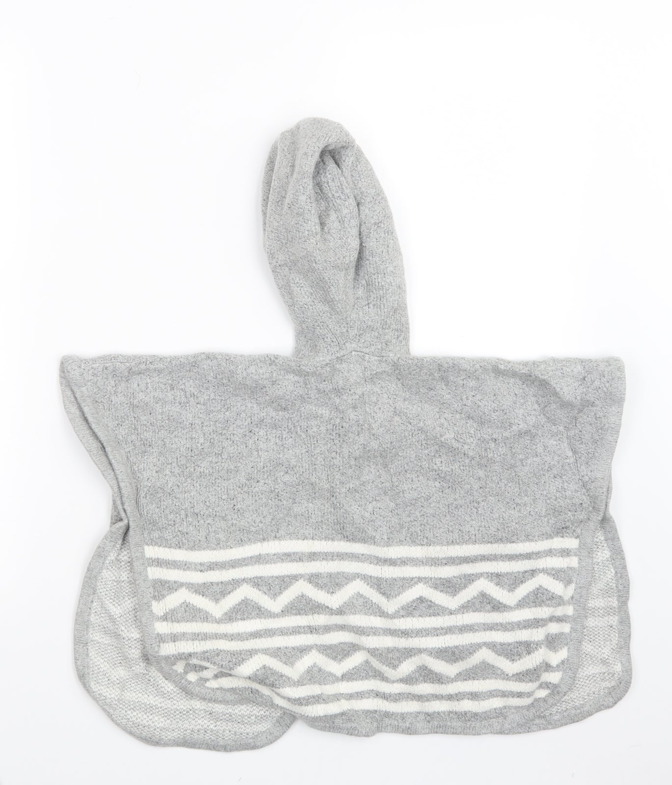 Preworn Girls Grey  Knit Cape Jumper Size 5-6 Years