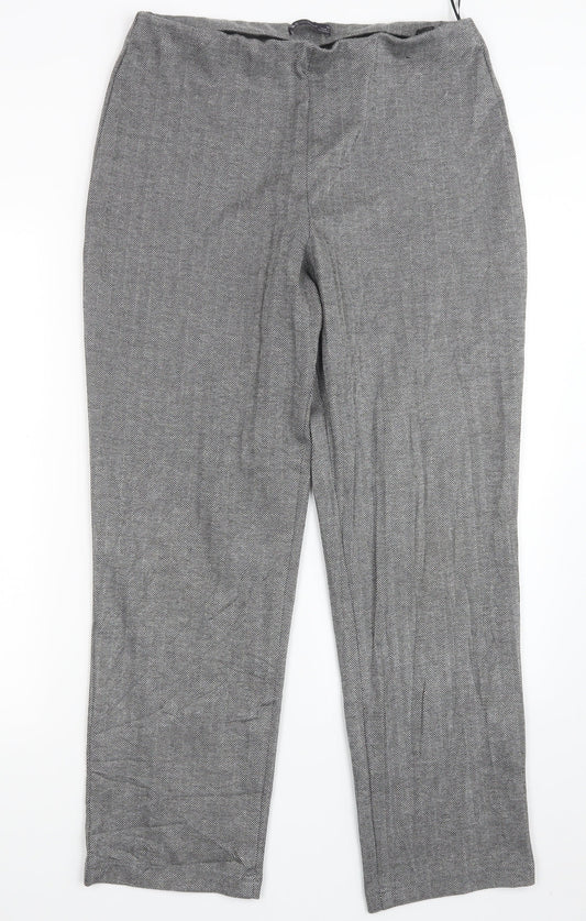 Marks and Spencer Womens Black Geometric  Trousers  Size 14 L29 in