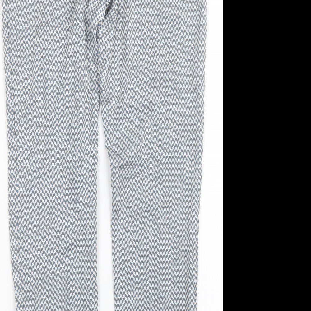 Riani Womens Blue Geometric  Trousers  Size 8 L28 in