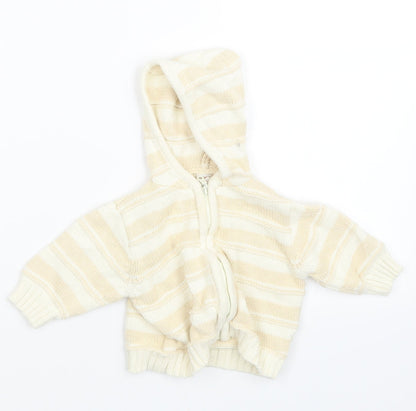 Additional front view of Little Bundloe Beige Knit Jacket, size 3-6, Months