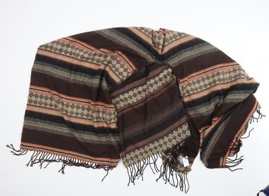 Primark Womens Brown Geometric Knit  Shawl/Wrap