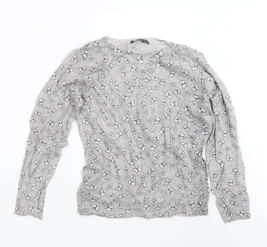 Marks and Spencer Womens Grey Geometric Knit Pullover Jumper Size 14