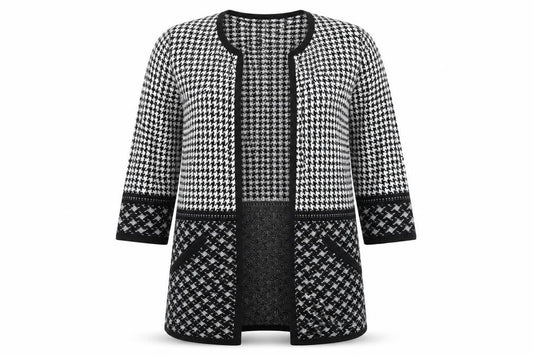 F&F Womens Black Argyle/Diamond  Cardigan Jumper Size 8