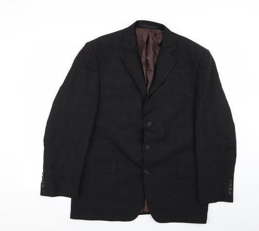 M&S Mens Black Check  Jacket Blazer Size 42