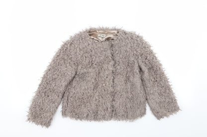 Additional front view of Next girls’ brown basic coat coat, size 5, years
