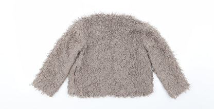 Back view of Next girls’ brown basic coat coat, size 5, years