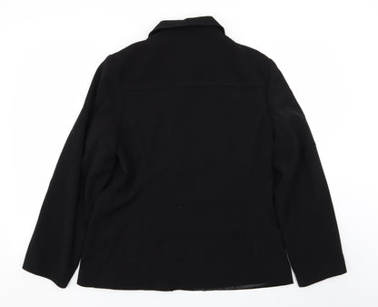 Back view of AMARANTO women’s black jacket blazer, size UK 16