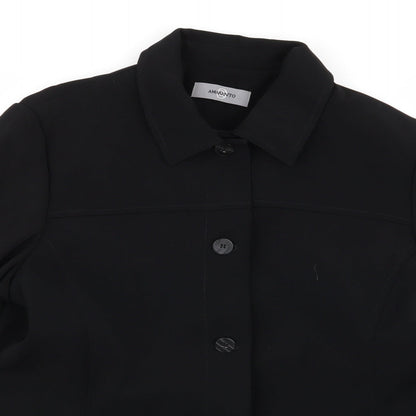 Close-up detail of AMARANTO women’s black jacket blazer, size UK 16