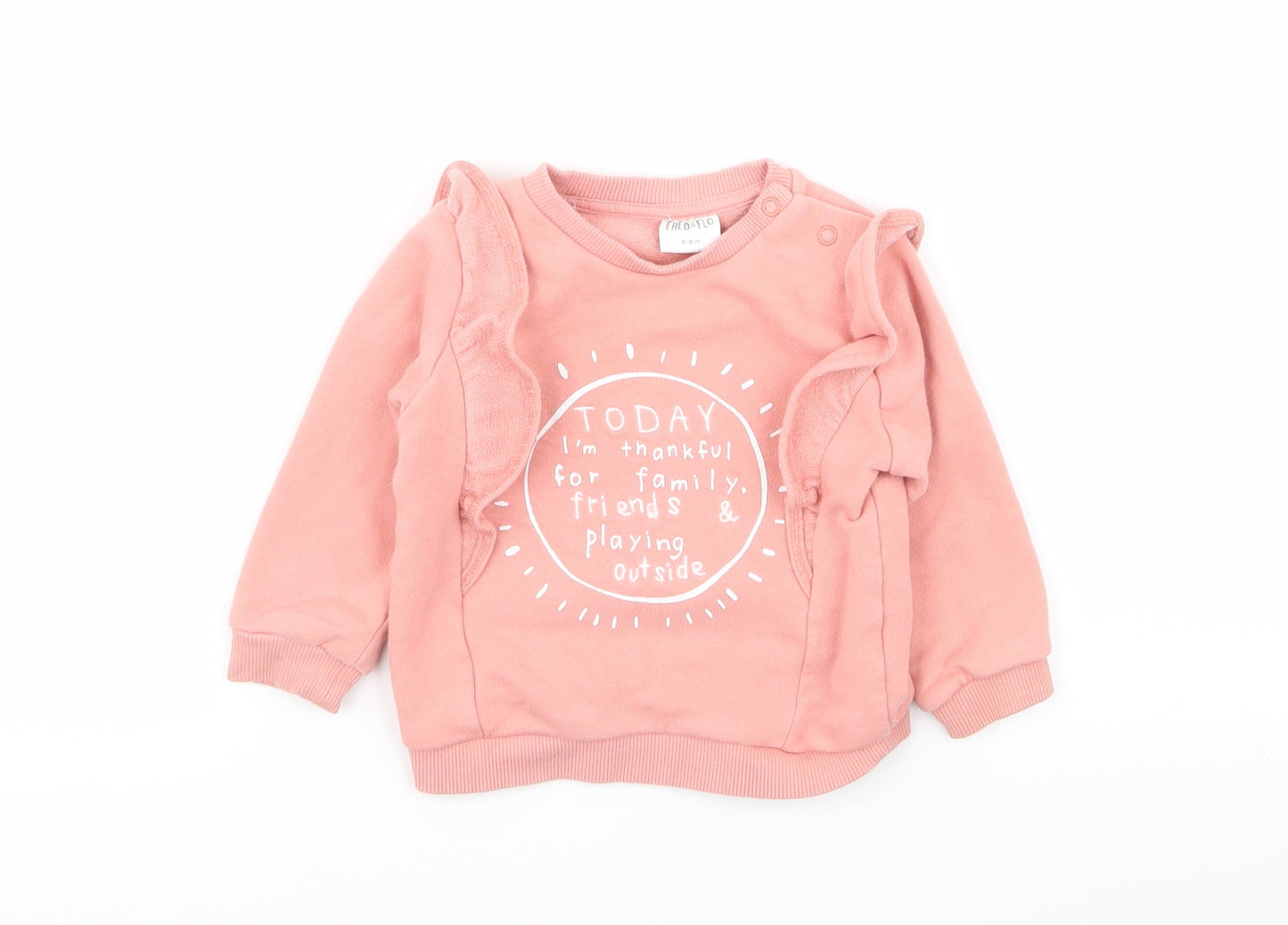 fred flo Girls Pink   Pullover Jumper Size 6-9 Months