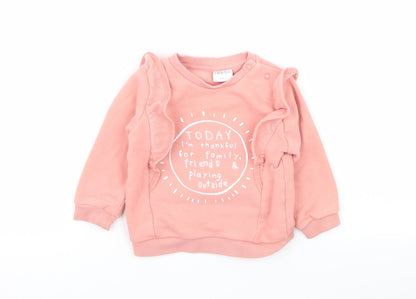 Additional front view of F&F girls’ pink jumper, size 6-9, months