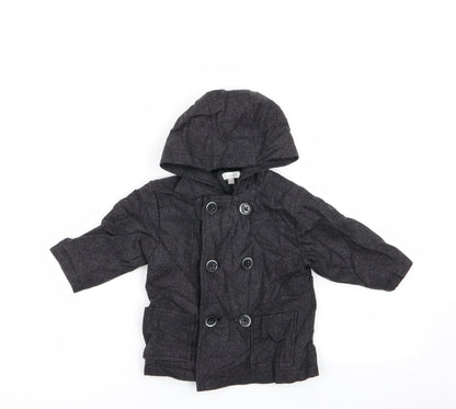 Additional front view of absorbs boys’ grey basic coat coat, size 12, months