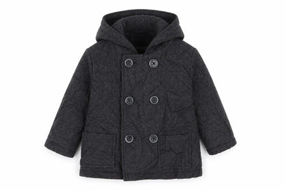 Front view of absorbs boys’ grey basic coat coat, size 12, months