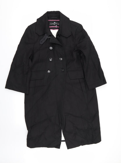 Signature Womens Black   Overcoat Coat Size 8