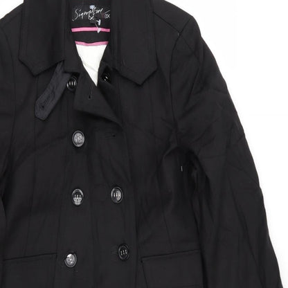 Signature Womens Black   Overcoat Coat Size 8