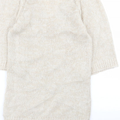 Brand and care label for evie women’s beige jumper, size UK 10