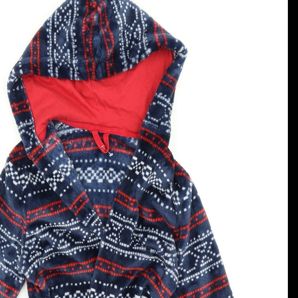 M&S Boys Blue Fair Isle  Kimono Robe Size 12-18 Months