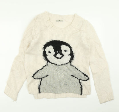 Tu Womens Ivory  Knit Pullover Jumper Size 12