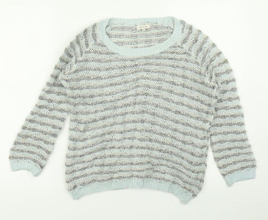 River Island Womens Blue Striped Knit Pullover Jumper Size 8