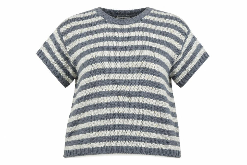 Marks & Spencer Woman Womens Blue Striped Knit Pullover Jumper Size 18