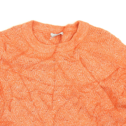 H&M Womens Orange  Knit Pullover Jumper Size M