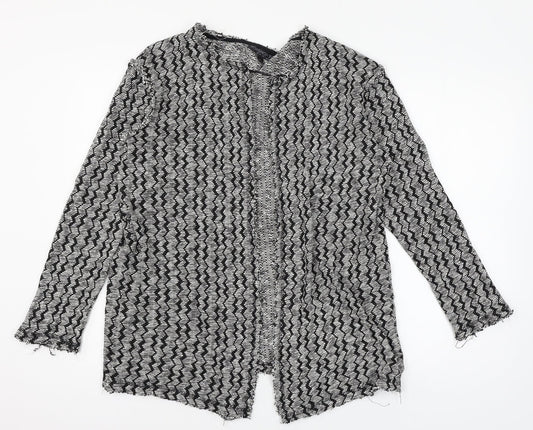 Topshop Womens Grey Striped Knit Cardigan Jumper Size 12