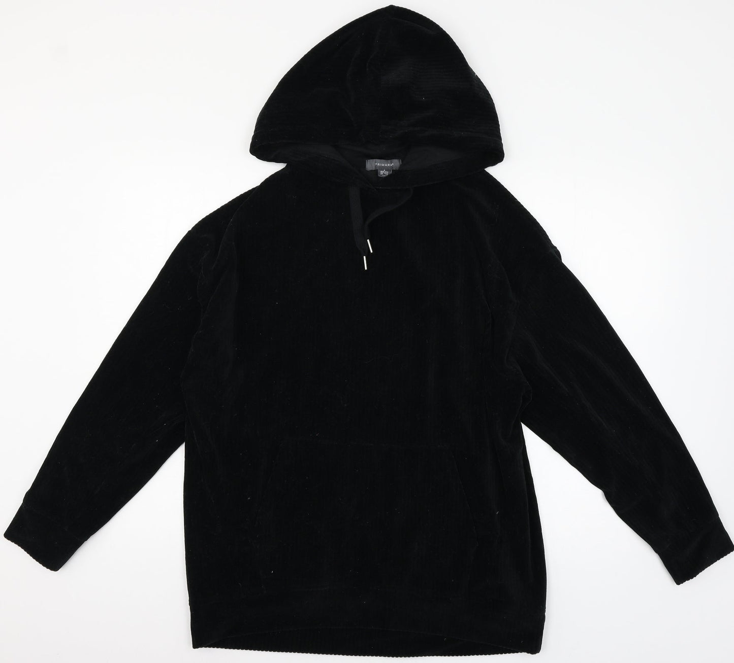 Primark Womens Black  Velour Pullover Hoodie Size 10