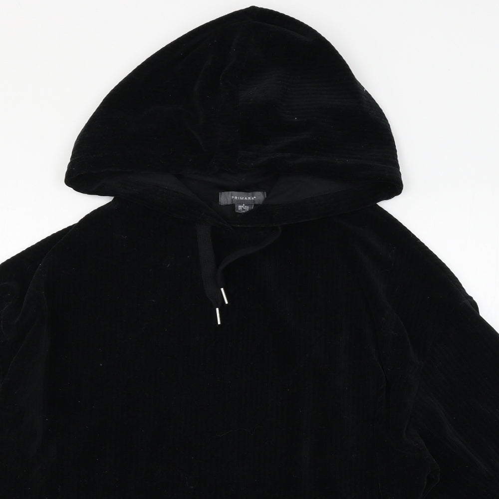 Primark Womens Black  Velour Pullover Hoodie Size 10