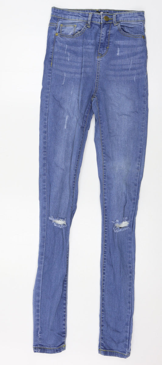 Preloved Boohoo Womens Blue  Denim Skinny Jeans Size 8 L34 in - Front