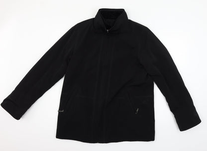 Additional front view of Gallery men’s black overcoat coat, size S