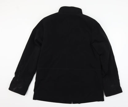 Back view of Gallery men’s black overcoat coat, size S