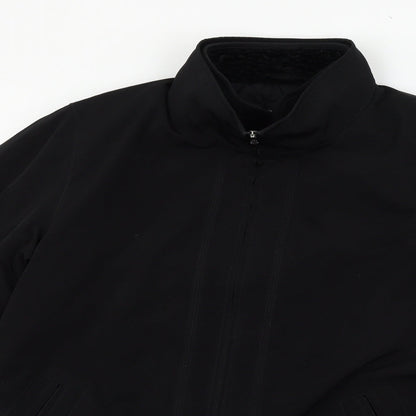 Close-up detail of Gallery men’s black overcoat coat, size S