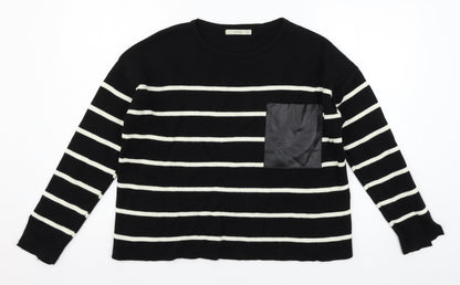 George Womens Black Striped Knit Pullover Jumper Size 12