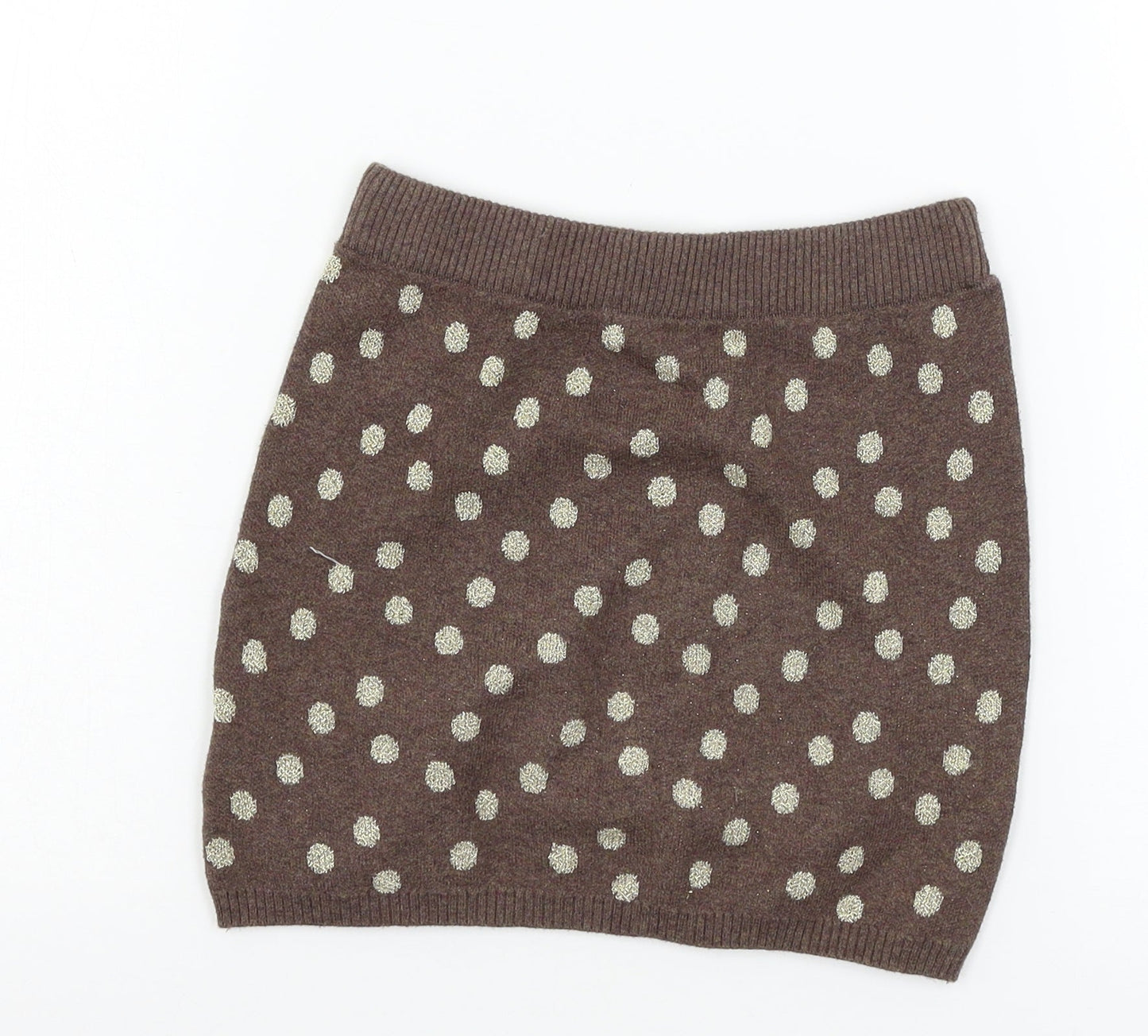 H&M Girls Brown Polka Dot Knit A-Line Skirt Size 9-10 Years