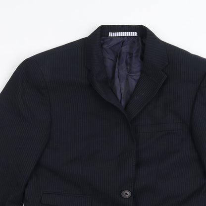 Burton Mens Blue Striped  Jacket Suit Jacket Size 36