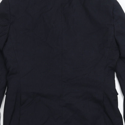 Burton Mens Blue Striped  Jacket Suit Jacket Size 36