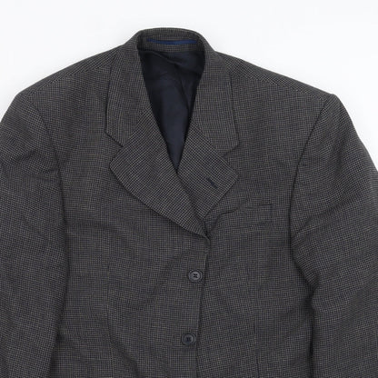 Tom English Mens Blue Geometric  Jacket Suit Jacket Size 38
