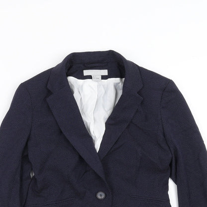 H&M Womens Blue   Jacket Suit Jacket Size 6  - dotted pattern