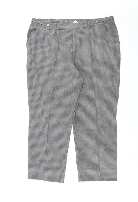 Marks and Spencer Womens Grey Check  Trousers  Size 18 L26 in