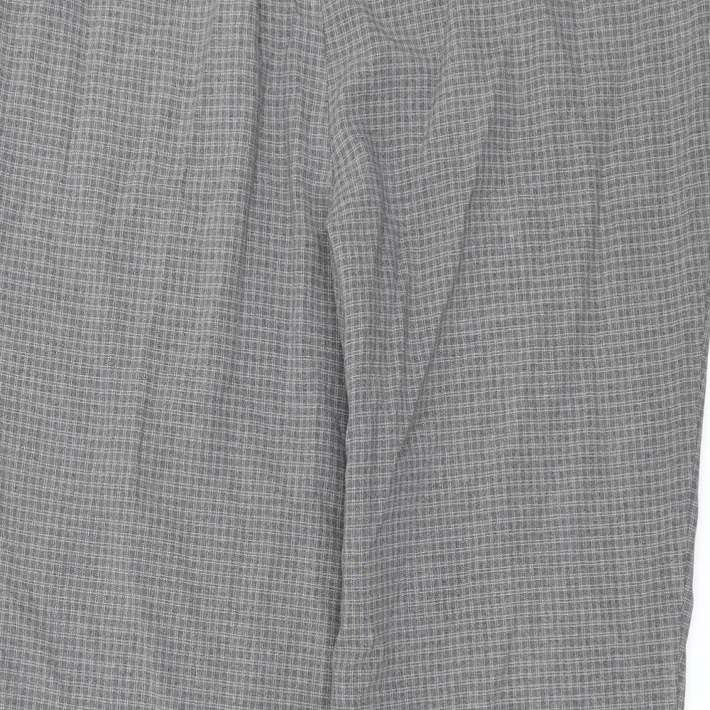 Marks and Spencer Womens Grey Check  Trousers  Size 18 L26 in